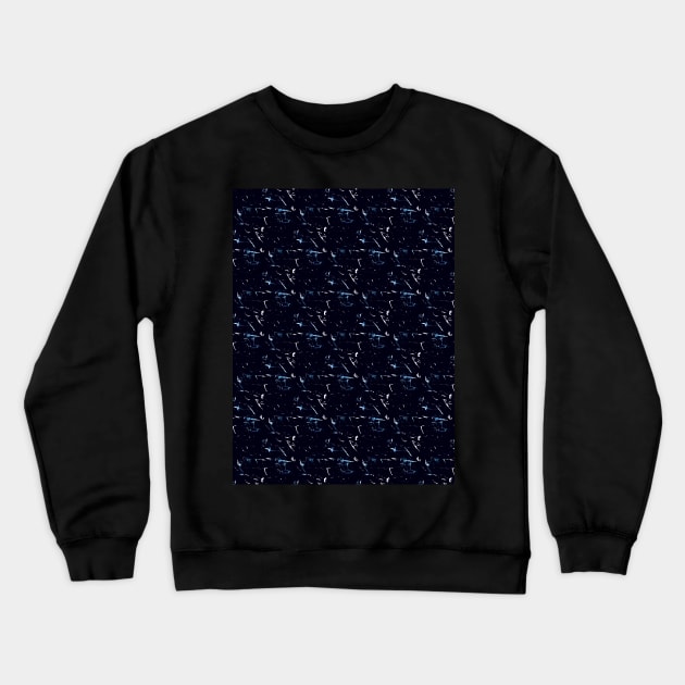 Dark Blue Diamonds Crystals Triangles Regular Pattern Crewneck Sweatshirt by SpieklyArt